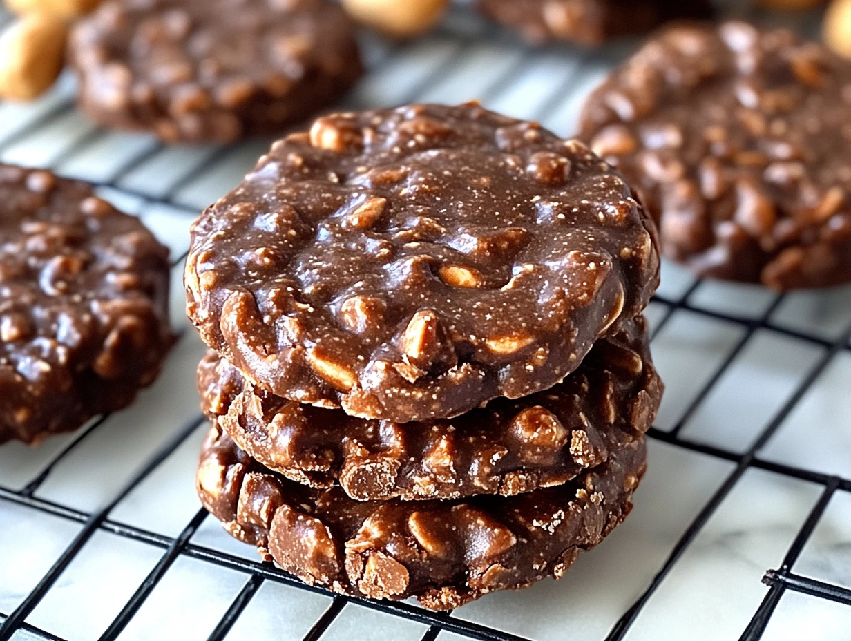 Chocolate peanut butter no bake cookies